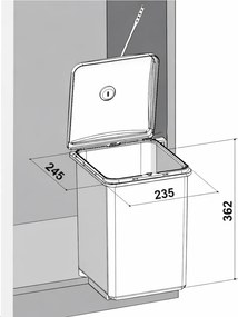 Coș gunoi încorporabil Ecomax Pepe, gri, 1 x 13 l Gri platină, L:235 mm; l:245 mm; H:362 mm, Polipropilenă cu fibră de sticlă