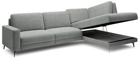 Canapea de colț cu funcție de dormit Elentio L Dreapta - gri Gemma 85