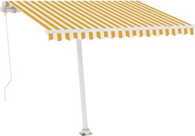 vidaXL Copertină retractabilă manual, galben/alb, 300x250 cm