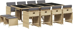 vidaXL Set mobilier grădină cu perne, 13 piese, bej combinat poliratan