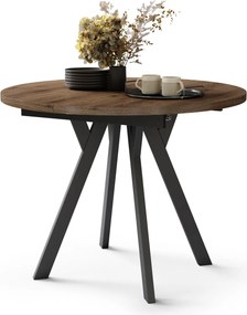 Mazzoni ALMO Nuc Elegant/picioare negre - MASĂ ROTUNDĂ EXTENSIBILĂ CU PICIOARE ÎN FORMĂ DE Y STIL LOFT PENTRU SALON/SUFRAGERIE