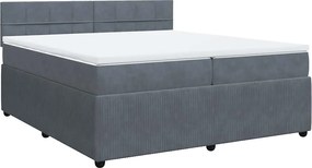 vidaXL Pat box spring cu saltea, gri închis, 200x200 cm, catifea