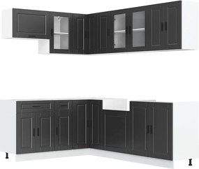 vidaXL Set dulap de bucătărie 11 piese „Porto” lemn negru prelucrat