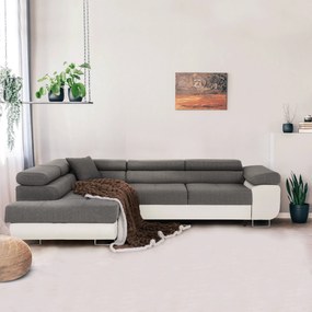 Colţar, alb/gri, model stânga, AMARETO NEW
