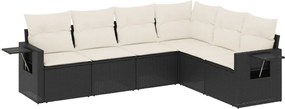 vidaXL Set mobilier de grădină cu perne, 6 piese, negru, poliratan