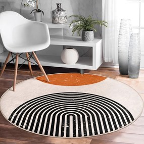 Covor rotund portocaliu-crem lavabil adecvat și pentru aspiratoare robot ø 100 cm Comfort – Mila Home