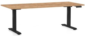 Masă înălțime reglabilă OfficeTech D, 180 x 80 cm, picioare negre, stejar kraft