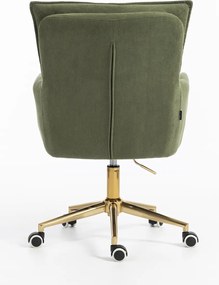HR250K Scaun Catifea Reiată Premium culoare verde salvie Bază Aurie