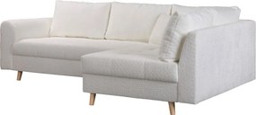 Colțar alb cu tapițerie din stofă bouclé (cu colț pe partea dreaptă) Ariella – Ropez