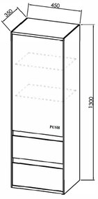 Dulap inalt suspendat Kolpasan, Pandora, 130cm, lemn natur