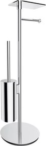 Suport hartie freestanding Omnires Modern Project cu spatiu pentru perie si raft finisaj crom lucios