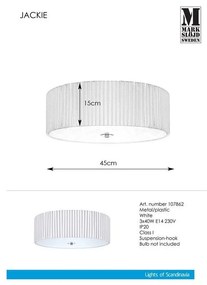 Plafonieră cu 3 becuri Markslöjd Jackie, ⌀ 45 cm, alb