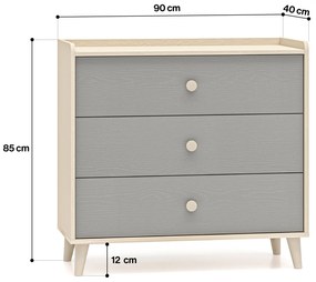 Comodă cu sertare Marla 90 cm - nisip deșert / palladium gri
