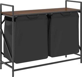 vidaXL Coș de rufe 2 compartimente cu raft stejar maro