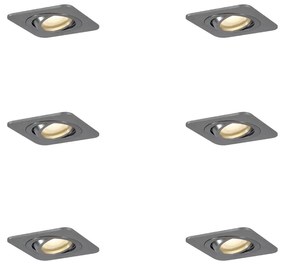 Set de 6 spoturi încastrate rotunjite Gunmetal GU10 50mm reglabile IP44 - Alberto