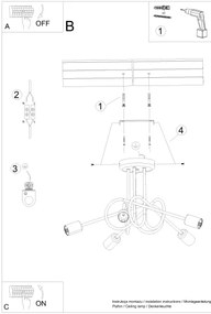Lustră pe tijă Sollux SL.1438 LOOP 5xE27/15W/230V auriu