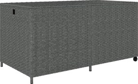 Outsunny Cutie pentru perne din rattan 650 L rezistentă la intemperii rezistent UV cu capac roți spațiu depozitare 150 x 75 x 74 cm Gri închis | Aosom Romania