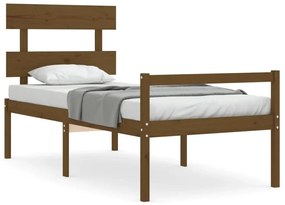 3195344 vidaXL Cadru de pat senior cu tăblie, 100x200 cm maro miere lemn masiv