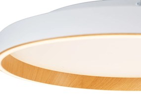 Plafonieră de design albă cu lemn 60cm incl. LED cu comutator cu 3 căi - Ingo