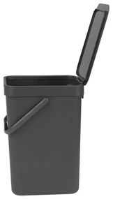Cos de colectare selectiva Brabantia Sort&Go 647670, 12 L, Maner, Montabil pe perete, Gri inchis