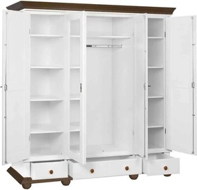 Dulap lemn masiv nuc Celia Alb/, 197 × 58 × 203 cm
