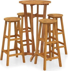 vidaXL Set bar de grădină, 5 piese, lemn masiv de acacia