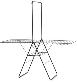 Uscator de rufe Brabantia Hangon 1004171, 25 m, 8 umerase, Blocare pentru copii, Tijă suplimentara, Negru mat