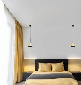 Lustră pe lanț CONE 1xE27/10W/230V negru/auriu