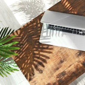 Birou de colt Oscar, culoare nuc si negru, 138x138x76 cm