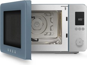 Cuptor cu microunde combinat cu aer cald SMEG Collezione MOC02SBMEU, 900 W, 27 l, 25 de programe, închidere lentă, setări personalizate, albastru