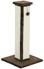 PawHut Griffoir pentru pisici, stâlp din sisal și puf, bilă suspendată, bază stabilă 41 x 41 x 81 cm, maro și crem | Aosom Romania