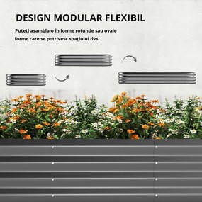 Outsunny Jardiniere Ridicate din Metal cu Grilaj, Pat de Grădină Înălțat cu Fund Deschis, Mănuși și Grilaj pentru Plante Cățărătoare, Legume și Flori, 220x110x150 cm, Gri Închis | Aosom Romania