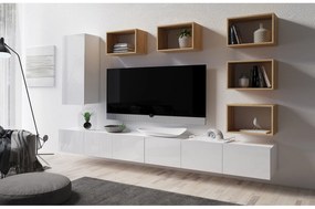 Mobilier living Calabria C37 WHITE (Alb + Stejar auriu) (fără iluminat). 1051584