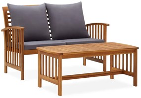 vidaXL Set mobilier de grădină cu perne, 2 piese, lemn masiv de acacia