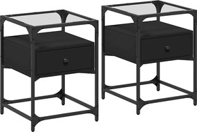 vidaXL Noptiere, 2 buc., negru, 40x40x55 cm, lemn prelucrat