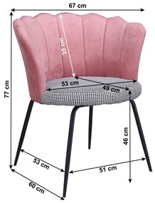 Fotoliu de design, Art-deco, ţesătură roz / model, NELIN