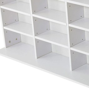 HOMCOM Bibliotecă CD de perete cu 36 de rafturi reglabile, 195 x 102 x 23.5cm, alb | Aosom Romania