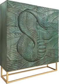 Comoda cu aplicatie exotica pe fronturi SNAKE 120cm turcoaz