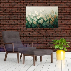 Tablou - Frunze verzi-aurii (90x60 cm)