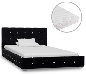 278147 vidaXL Pat cu saltea, negru, 90 x 200 cm, catifea