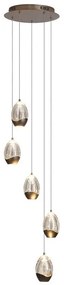 Lustra LED decorativa metal latte sticla sampanie Seeds 5Lt