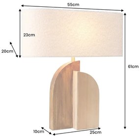 Lampa de masa, Lemn, Tesatura Boucle, Alb, LOVERS 60cm, A-46649 VC