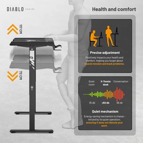 Birou Cu Înălțime Reglabilă Diablo X-Tensio 1400 Negru