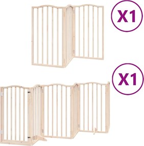 vidaXL Poartă de câini pliabilă cu ușă, 9 panouri, 450 cm, lemn plop