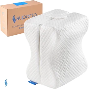 Perna ortopedica pentru picioare si genunchi DUO. Suport pentru dormit din spuma cu memorie, Suporto, Alb
