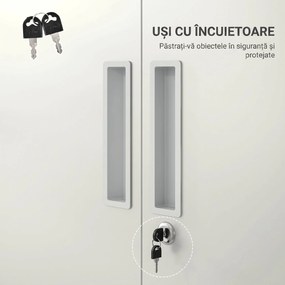HOMCOM Dulap de Depozitare pentru Birou cu 5 Niveluri, Dulap Metalic cu 2 Uși și 4 Rafturi Reglabile, 80x40x180 cm, Alb