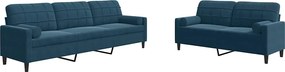 vidaXL Set de canapele cu perne/rulouri, 2 piese, albastru, catifea