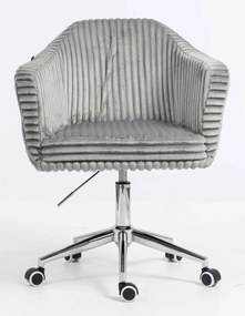 HR832K Scaun Gri Teddy Cord cu Bază Cromata