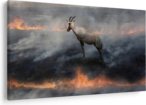 Tablou cu capră de munte în foc (90x60 cm)