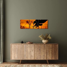 Tablou cu silueta prădătorului (cu ceas) (90x30 cm)